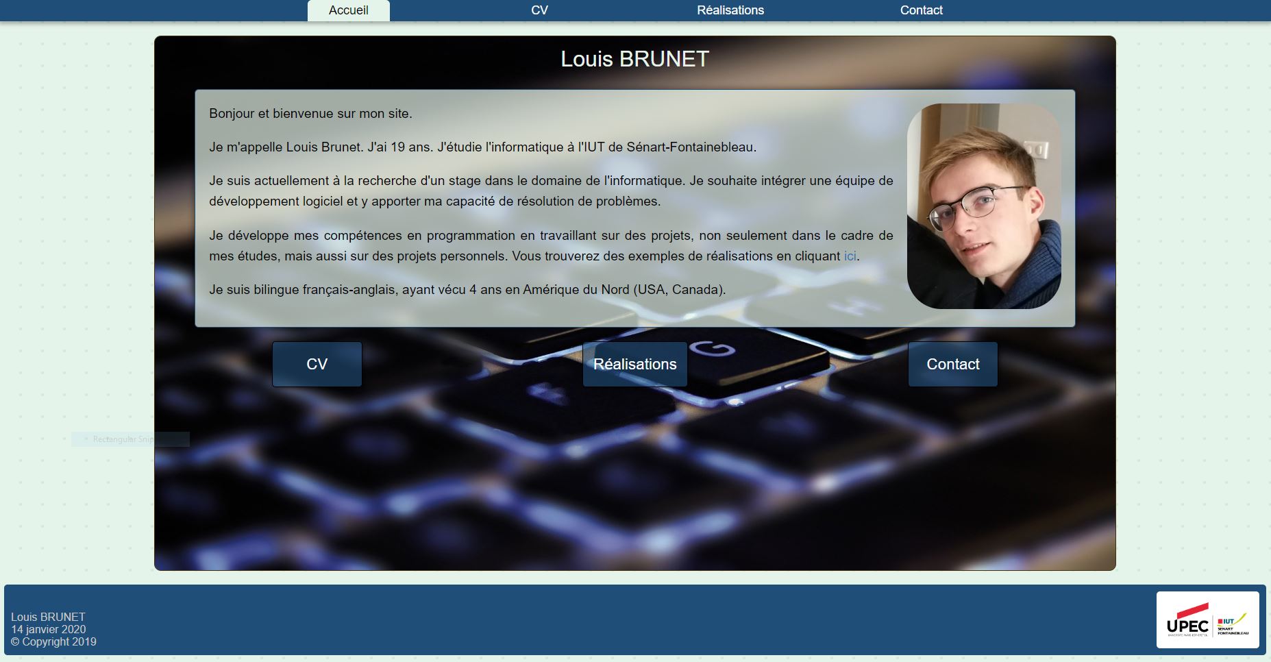 Page d'accueil du site